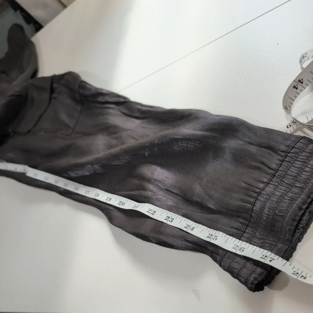 Anthropologie Metallic Charcoal Grey Cargo Jogger Pants OB1154270 Small